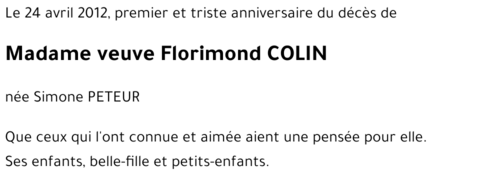 veuve Florimond COLIN