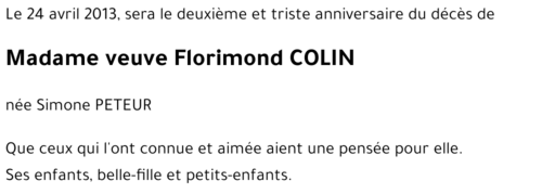 veuve Florimond COLIN