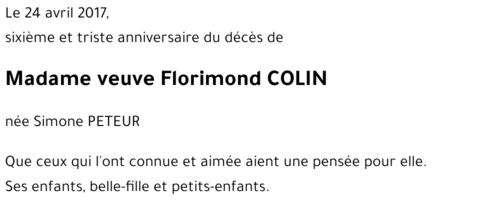 veuve Florimond COLIN