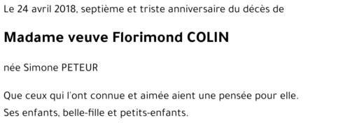 veuve Florimond COLIN