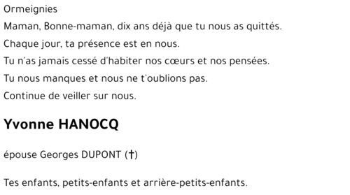 Yvonne HANOCQ