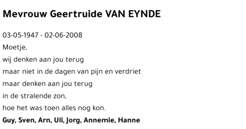 Geertruide VAN EYNDE