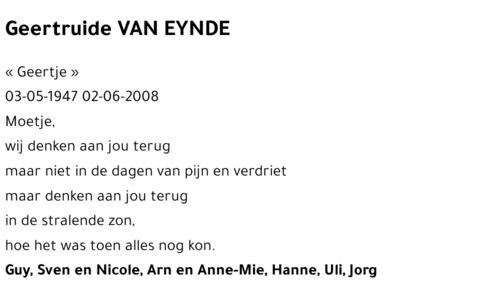 Geertruide VAN EYNDE