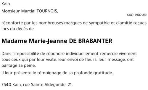 Marie-Jeanne DE BRABANTER