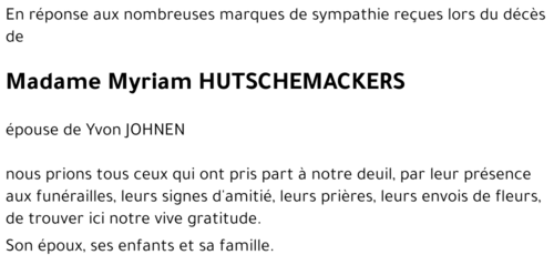 Myriam HUTSCHEMACKERS