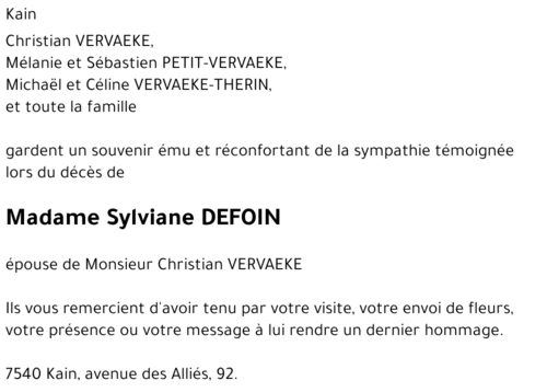 Sylviane DEFOIN