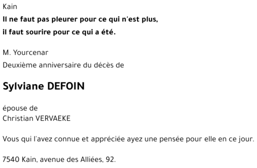 Sylviane DEFOIN