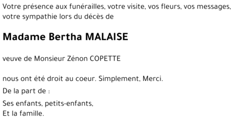 Bertha MALAISE