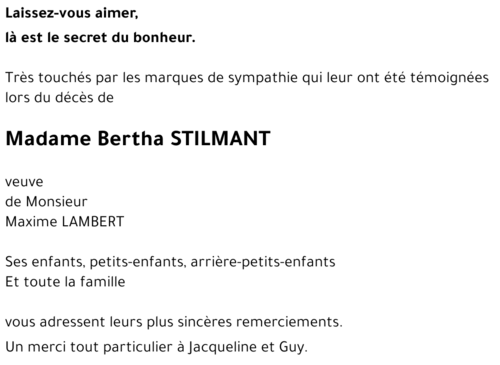 Bertha STILMANT