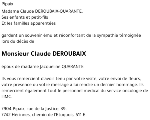 Claude DEROUBAIX
