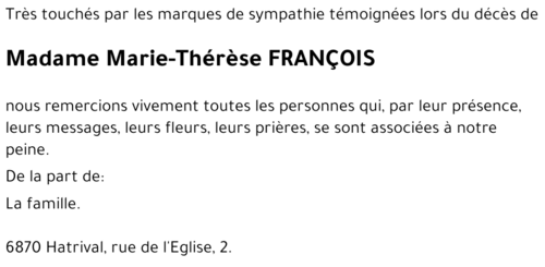 Marie-Thérèse FRANCOIS