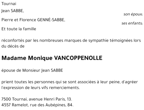Monique VANCOPPENOLLE