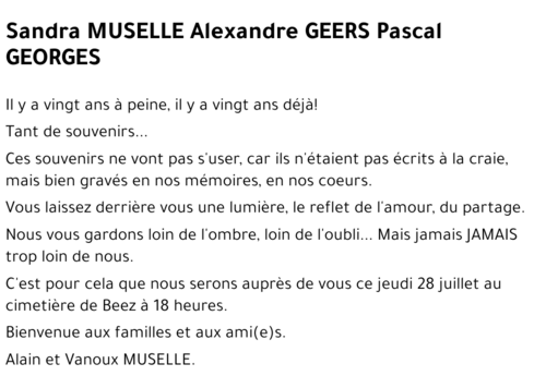 Sandra Alexandre Pascal MUSELLE GEERS GEORGES