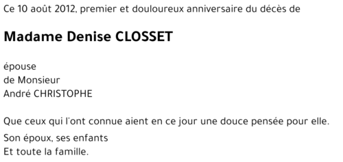 Denise CLOSSET