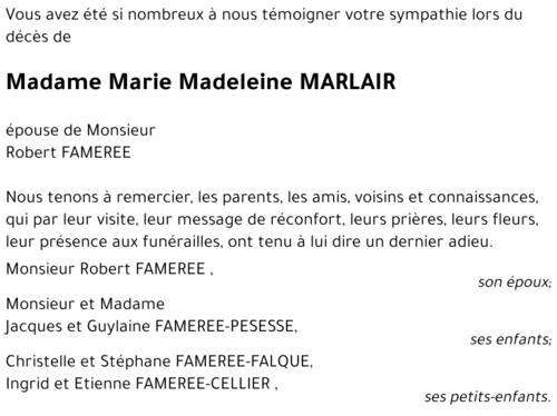 Marie Madeleine MARLAIR
