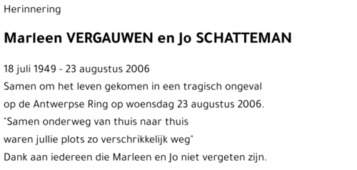 Marleen en Jo VERGAUWEN EN SCHATTEMAN