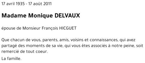 Monique DELVAUX