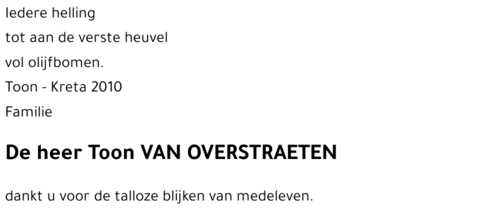 Toon VAN OVERSTRAETEN