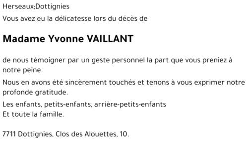 Yvonne VAILLANT