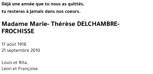 Marie-Thérèse DELCHAMBRE-FROCHISSE