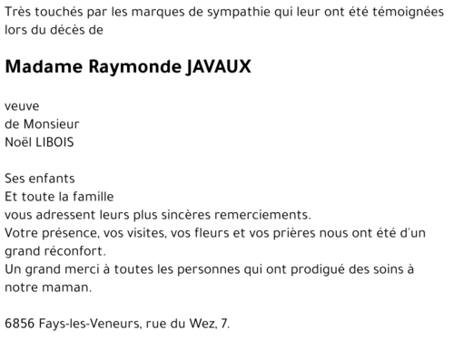 Raymonde JAVAUX