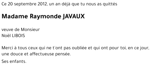 Raymonde JAVAUX