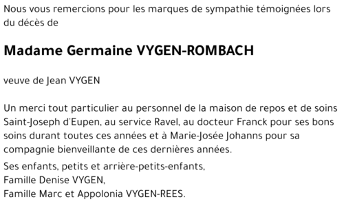 Germaine VYGEN-ROMBACH