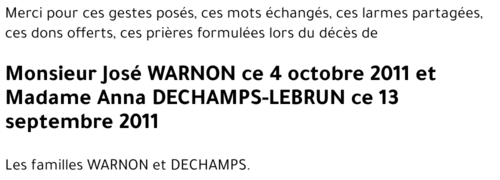 José WARNON et Madame Anna DECHAMPS-LEBRUN