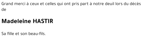 Madeleine HASTIR