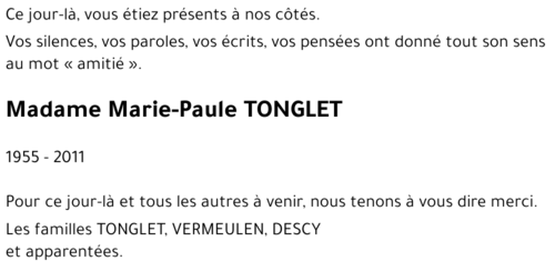 Marie-Paule TONGLET