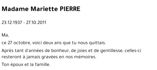 Mariette PIERRE
