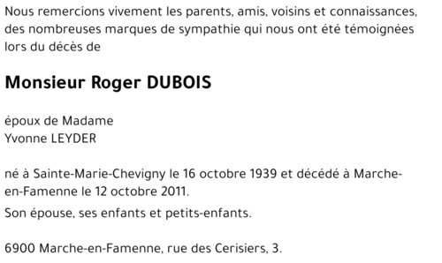 Roger DUBOIS