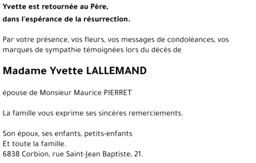 Yvette LALLEMAND