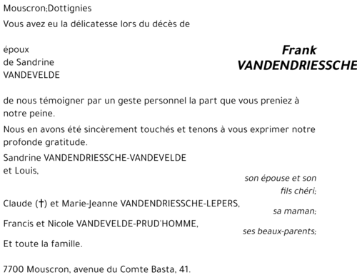 Frank VANDENDRIESSCHE