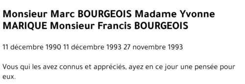 Marc Yvonne Francis BOURGEOIS MARIQUE BOURGEOIS