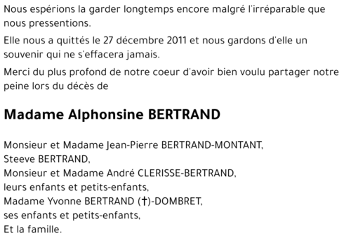 Alphonsine BERTRAND