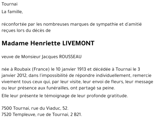 Henriette LIVEMONT