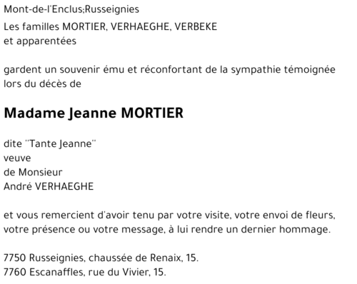 Jeanne MORTIER