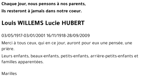 Louis et Lucie Willems - Hubert