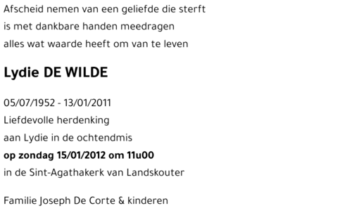 Lydie DE WILDE