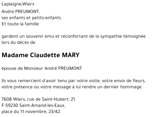 Claudette MARY