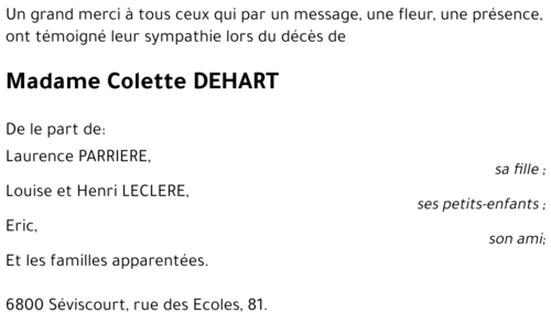 Colette DEHART