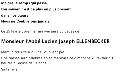 L'Abbé Lucien Joseph ELLENBECKER