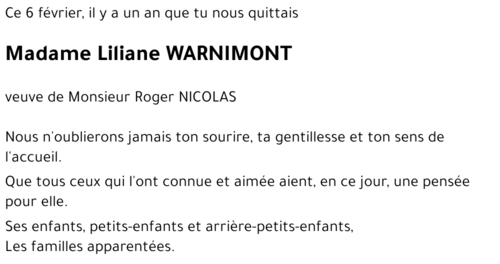 Liliane WARNIMONT