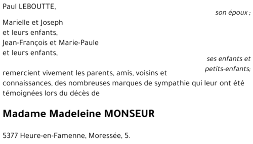 Madeleine MONSEUR