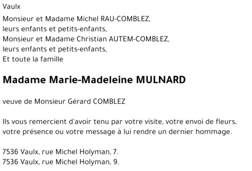 Marie-Madeleine MULNARD