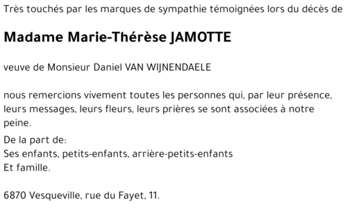 Marie-Thérèse JAMOTTE