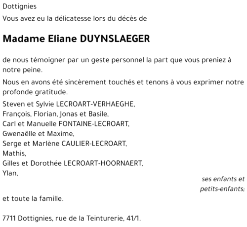 Eliane DUYNSLAEGER
