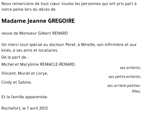 Jeanne GREGOIRE