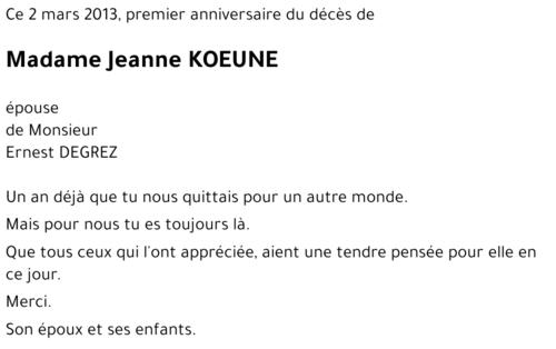 Jeanne KOEUNE